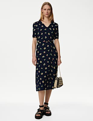 Jersey Printed Midi Tea Dress