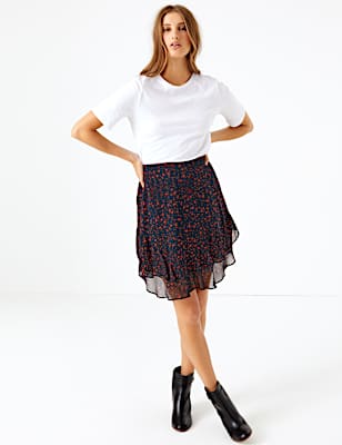 Floral Ruffle Hem Mini Skirt