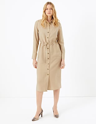 Pocket Utility Shirt Midi Dress