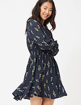 Floral Print Waisted Mini Dress