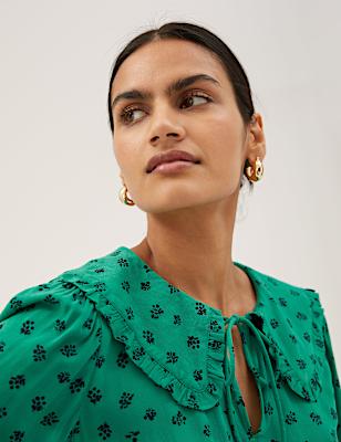 Printed Collared Midi Waisted Dress