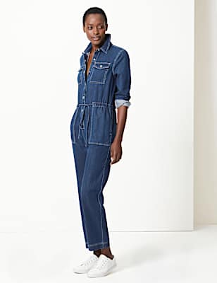 Denim Button Detailed Jumpsuit