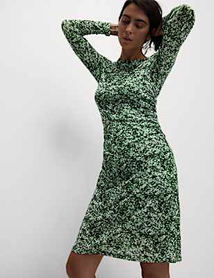 Mesh Jersey Mini Column Dress