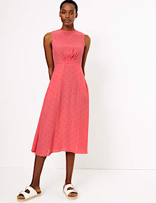 Printed Midi Waisted Dress