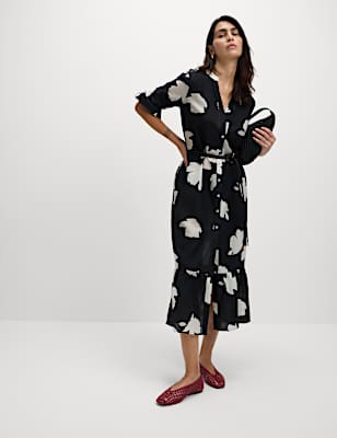 Lyocell Rich Printed Midi Relaxed Dress