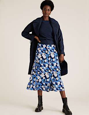 Floral Midi A-Line Skirt
