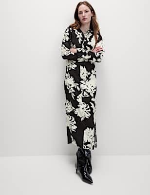 Jacquard Twist Front Midaxi Column Dress