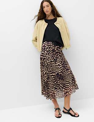 Mesh Animal Print Midi Asymmetric Skirt