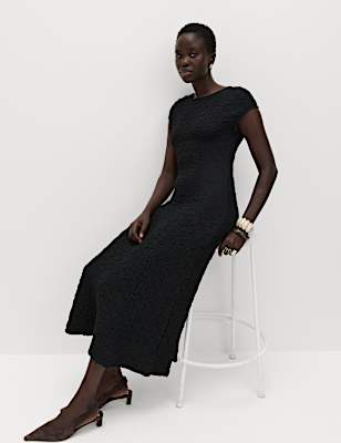 Cotton Rich Textured Midi Skater Dress