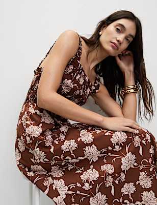 Pure Cotton Floral Midi Cami Dress
