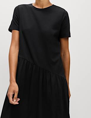 Pure Cotton Midi Drop Waist T-Shirt Dress