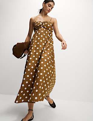 Pure Cotton Polka Dot Midaxi Cami Dress