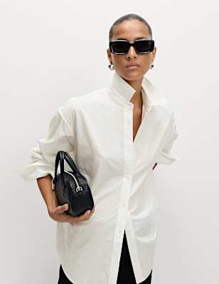 Pure Cotton Oversized Embellished Shirt