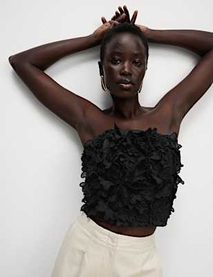 Pure Cotton Textured Bandeau Top