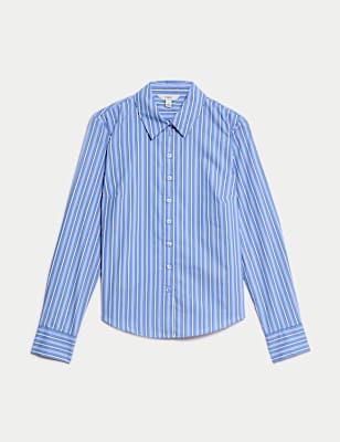 Cotton Rich Striped Fitted Shirt
