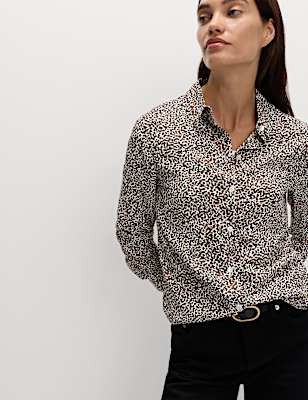 Printed Collared Button Through Shirt
