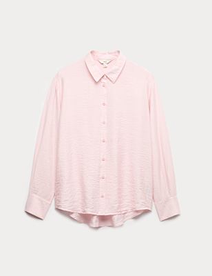 Textured Collared Button Through Shirt