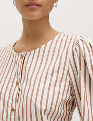 Pure Cotton Printed Button Through Blouse