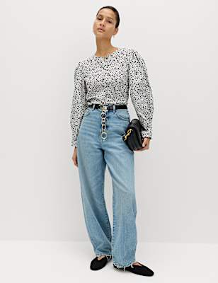 Pure Cotton Printed Button Through Blouse