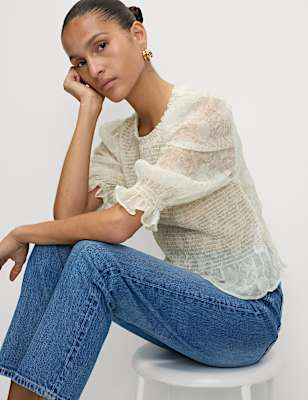 Shirred Frill Detail Top