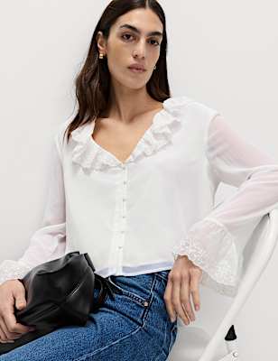 Broderie Frill Detail Blouse