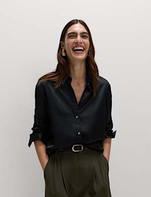 Satin Collared Button Through Shirt