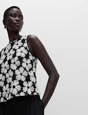 Sequin Embellished Floral Shell Top