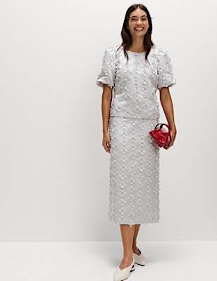 Satin Floral Appliqué Embellished Top