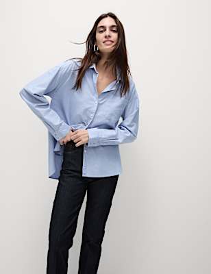 Pure Cotton Collared Oversized Shirt