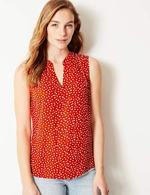 Polka Dot V-Neck Shell Top