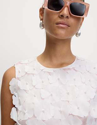 Applique Flower Detail Shell Top