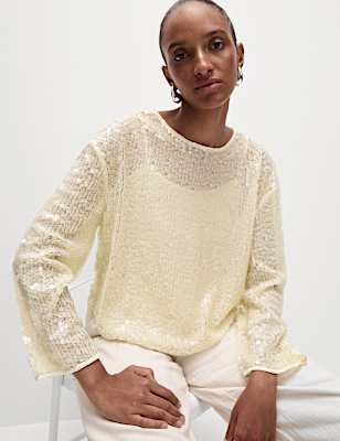 Sequin Round Neck Blouse