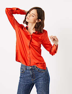 Satin Flared Cuff Shirt