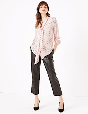 Moth Print Long Sleeve Blouse