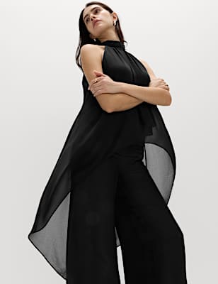 Draped Halter Neck Longline Top
