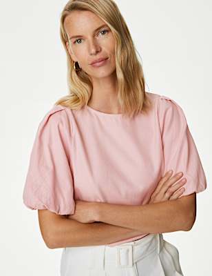 Pure Cotton Puff Sleeve Blouse