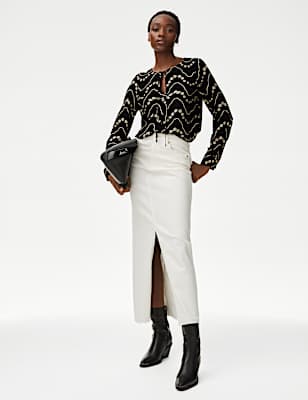 Printed Tie Neck Blouse