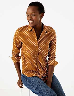 Cotton Rich Polka Dot Slim Fit Shirt