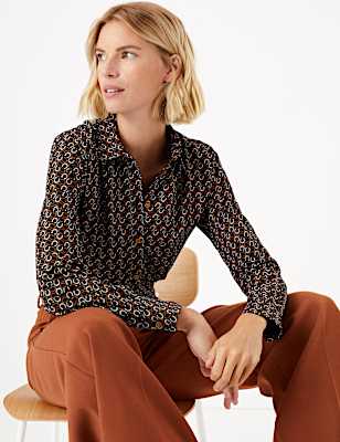 Cotton Rich Horseshoe Print Slim Fit Shirt