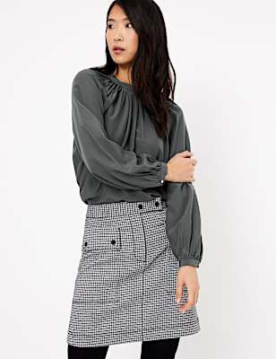Gathered High Neck Blouse
