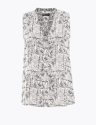 Printed V-Neck Sleeveless Shell Top