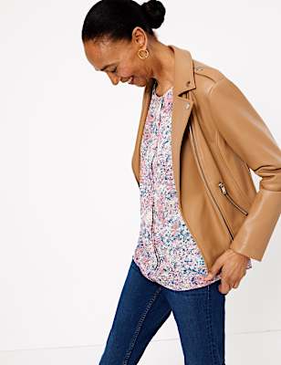 Floral Woven Pleat Front Top