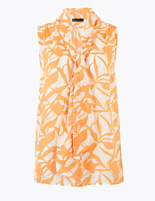 Floral V-Neck Tie Front Shell Top