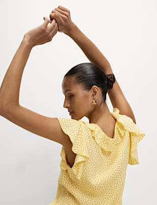 Polka Dot Frill Detail Top