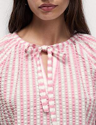 Pure Cotton Textured Striped Top