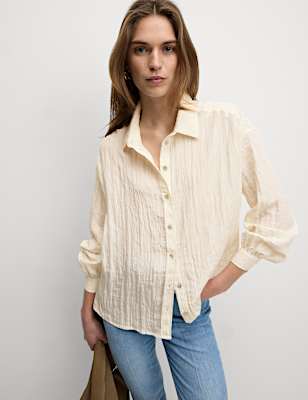 Crinkle Textured Collared Shirt