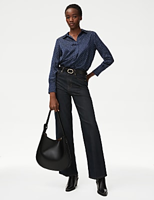 Polka Dot Collared Popover Blouse