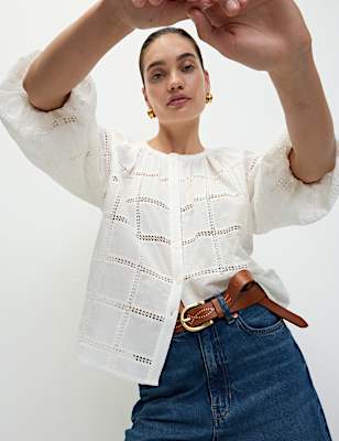 Pure Cotton Broderie Blouse