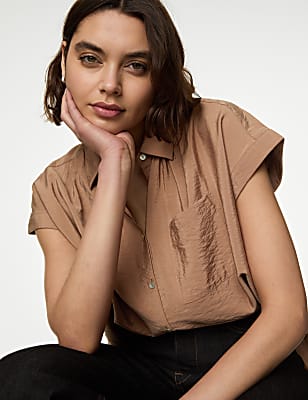 Collared Cap Sleeve Shirt