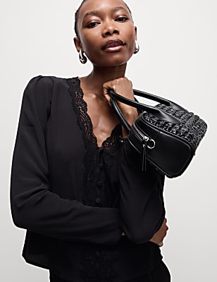 V-Neck Lace Detail Blouse